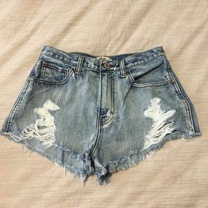 Hollister high waisted distressed shorts
